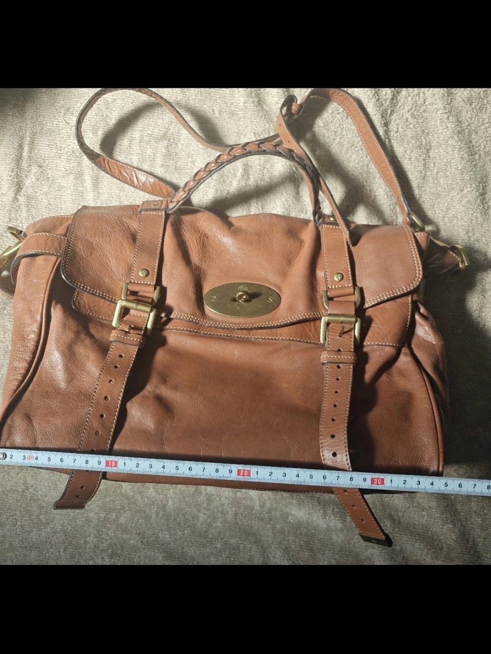 Mulberry Tan Leather Satchel with Brass Hardware - Picture 14 of 16